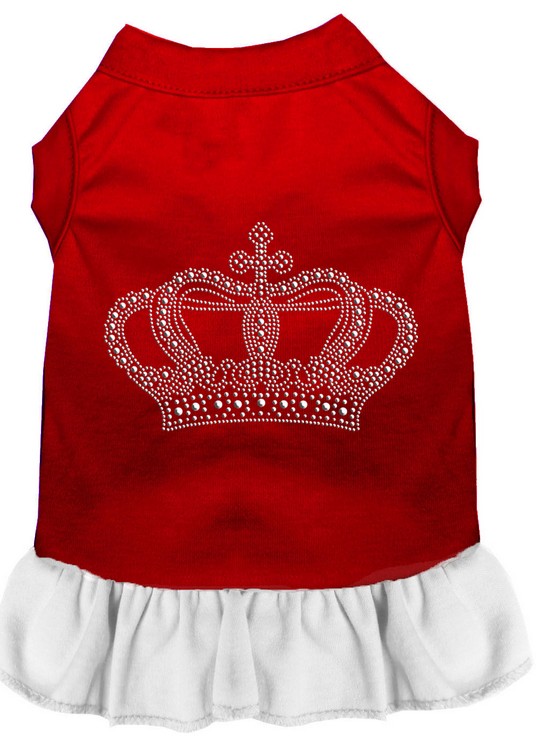 Rhinestone Crown Dress Red with White Med